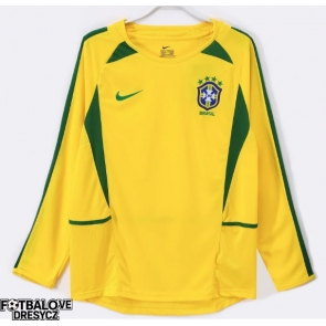 Brazílie 2002 Retro Domácí Dres Dlouhý Rukáv